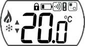 Display van de Honeywell Round Wireless T87RF2025 kamerthermostaat