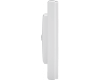 De dikte van de drukknop is slechts 19mm. De drukknop zelf is 55 x 55 mm. Het gehele product, met afdekraam, meet 86 x 86 mm.