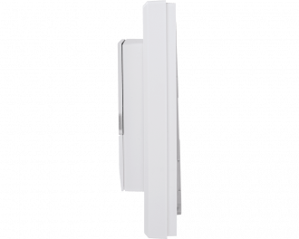 De temperatuursensor is slechts 25mm dik. Het gehele product, met afdekraam, meet 86 x 86 mm.