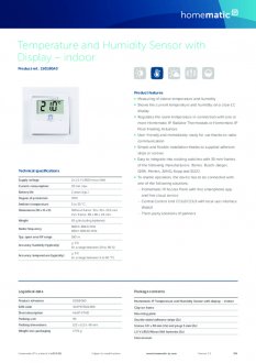 Datasheet van Homematic IP Temperatuur- en luchtvochtigheidssensor met display