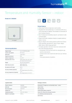 Datasheet van Homematic IP Temperatuur- en luchtvochtigheidssensor