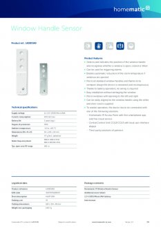 Datasheet van Homematic IP Raamgreep sensor