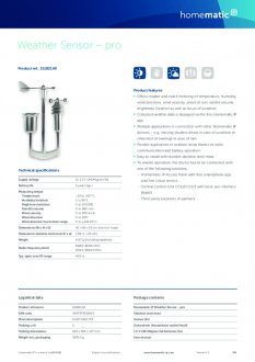 Datasheet van Homematic IP Weerstation pro