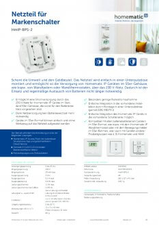 Datasheet van Homematic IP Inbouw voeding