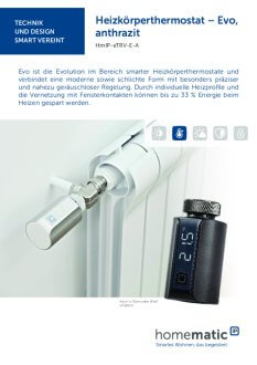 Datasheet van Homematic IP Slimme thermostaatknop Evo zwart