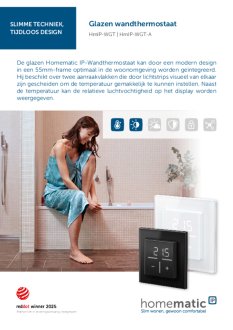 Datasheet van Homematic IP Glazen thermostaat met inbouw voeding en relais